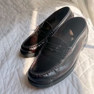 Michael James Boys’ Penny Loafers – Black/Burgundy Leather